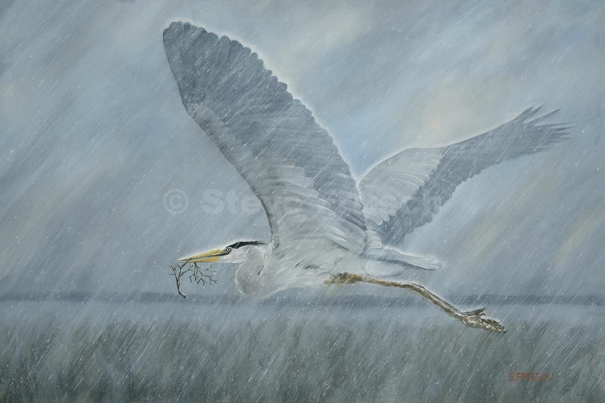 "Heron In Rain"