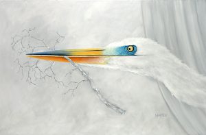 "Egret With Branch"