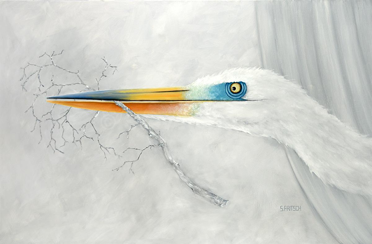 "Egret With Branch"